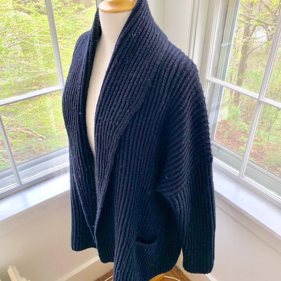 Vince Sweaters - VINCE shawl collar ribbed wool alpaca cardigan W